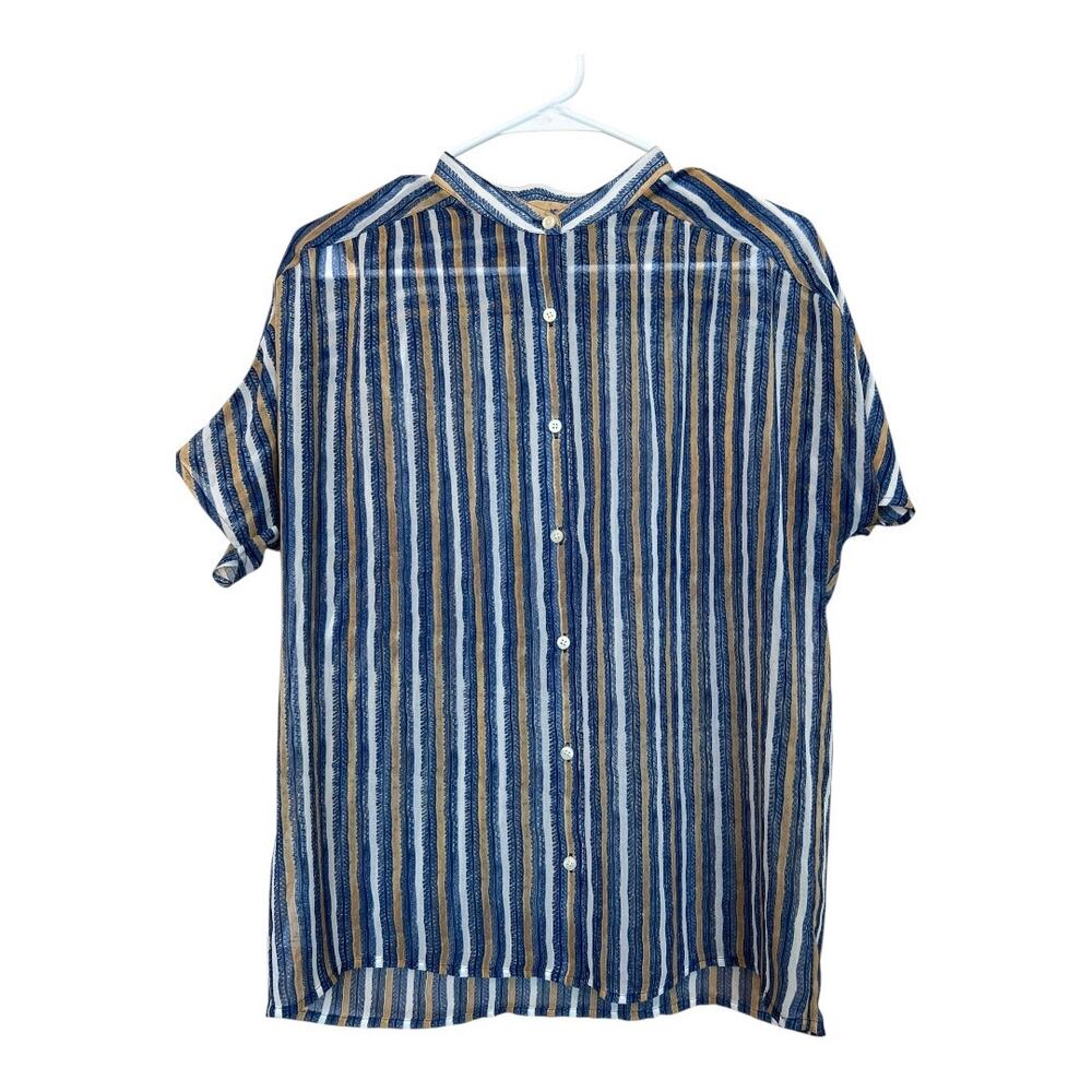 Sheer Tommy Bahama Beachy Boho Bohemian Blouse Shirt Top Cottage Indie Hippie S